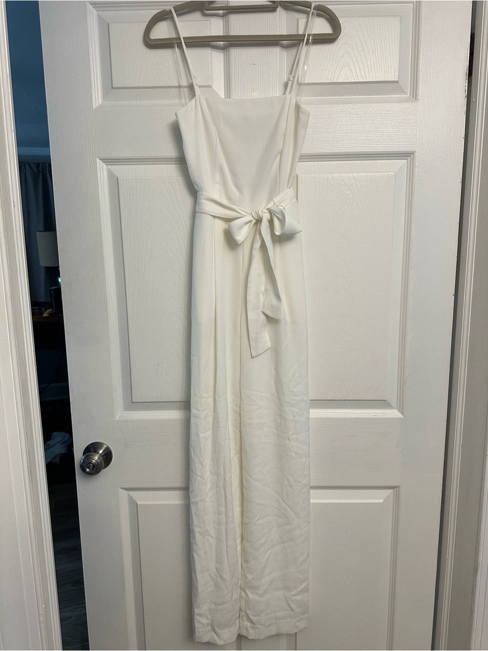 Nine West White Spaghetti-Strap Maxi Dress with Tie Waist - Picture 1 of 4